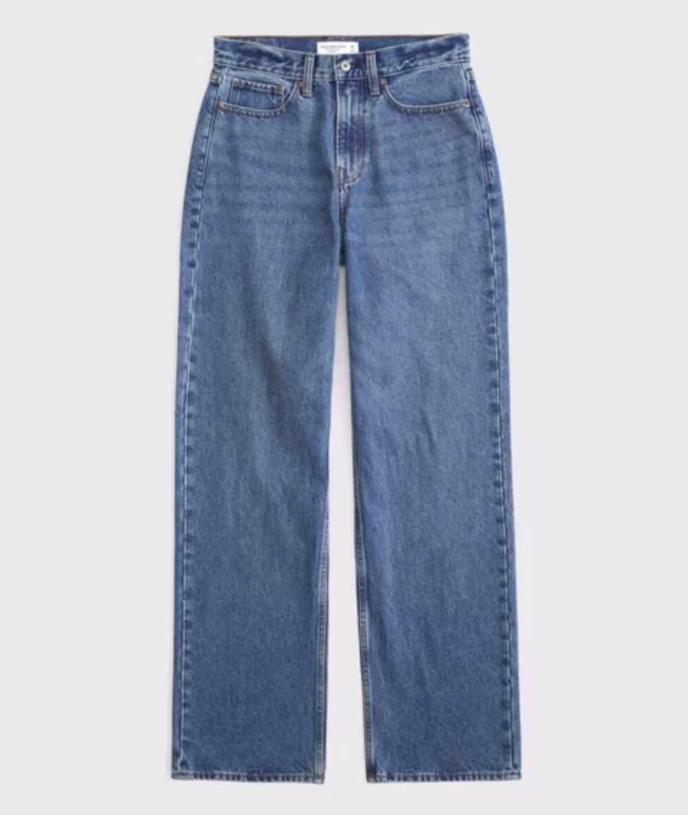 Abercrombie & Fitch Slouchy Mid Rise Wide Leg Jean 29 Regular Dark Wash Baggy
